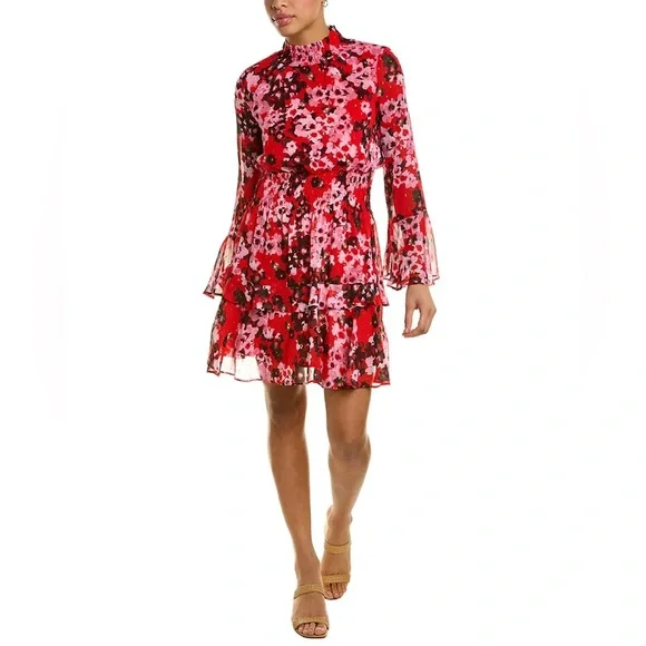 Taylor | Dresses | Nwt Taylor Long Sleeve Mock Neck Smocked Waist Floral  Print Fit And Flare Dress | Poshmark